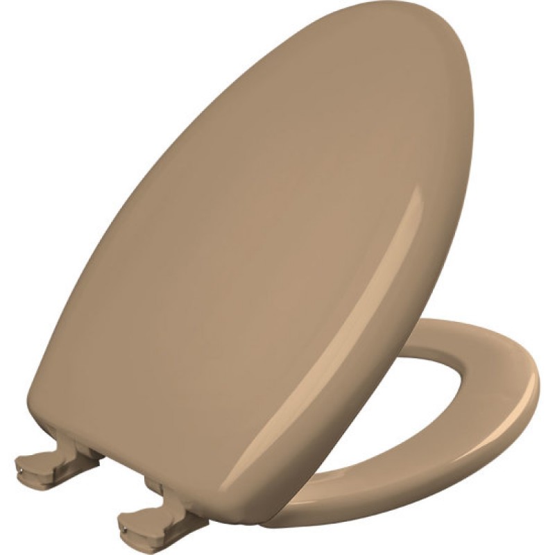 Elongated Closed Front Toilet Seat in Mexican Sand Slow Close Durable Bathroom 
