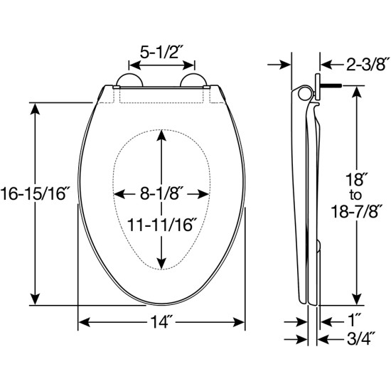 Bemis Push n'Clean™ Toilet Seat 1597SLOW 000
