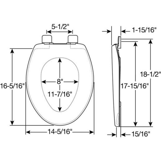 Elongated Plastic White Bemis Toilet Seats
