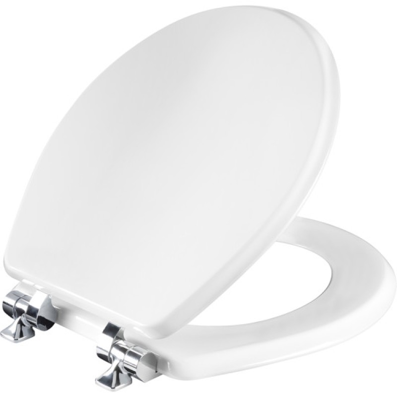 Cushioned toilet seat shop with chrome hinges