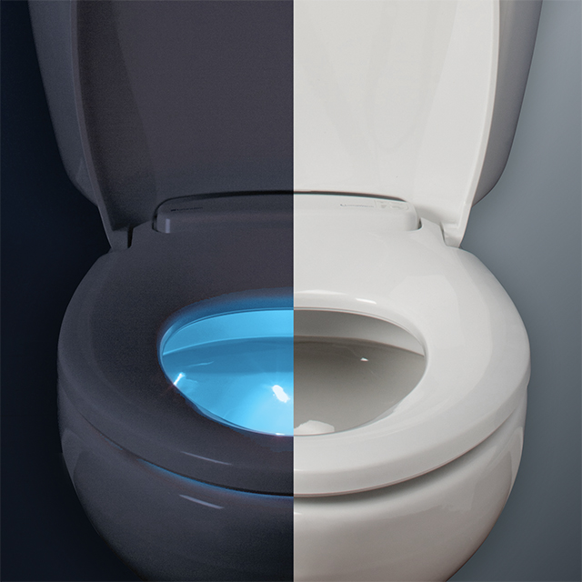 Lumiere Elongated Quick-Release Toilet Seat with Night Light - White