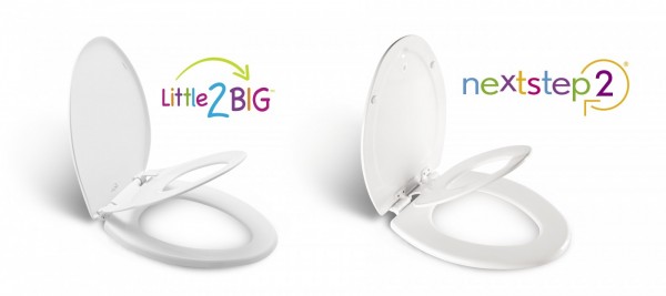 Side by side views of Little 2 Big and Next Step 2 potty training toilet seats