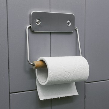 Half empty roll of toilet paper on holder